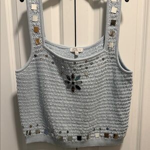 J. Crew Sweater-tank with hand embellished mirrors